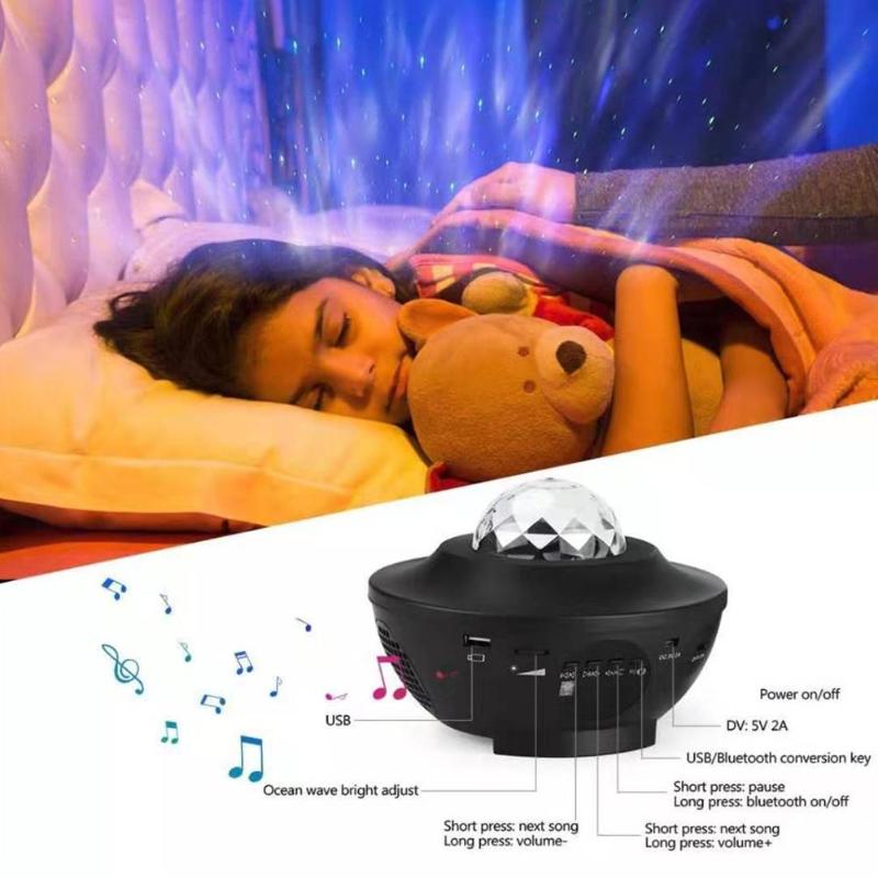 Galaxy Light Projector with Bluetooth Music & White Noise – 32 HD Projection Images, 1800mAh Rechargeable Night Light for Bedroom & Relaxation